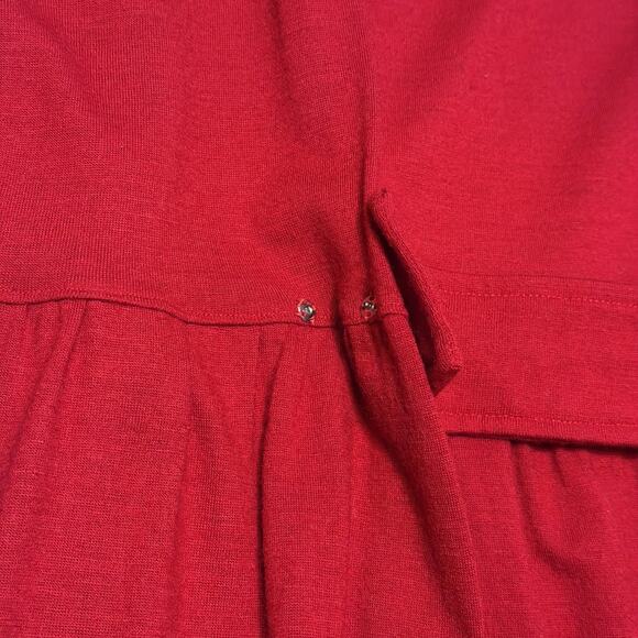 Vintage Chansonetta Wool Midi Dress Sz Medium Red A-Line Artisan Minimalist USA - Picture 7 of 11